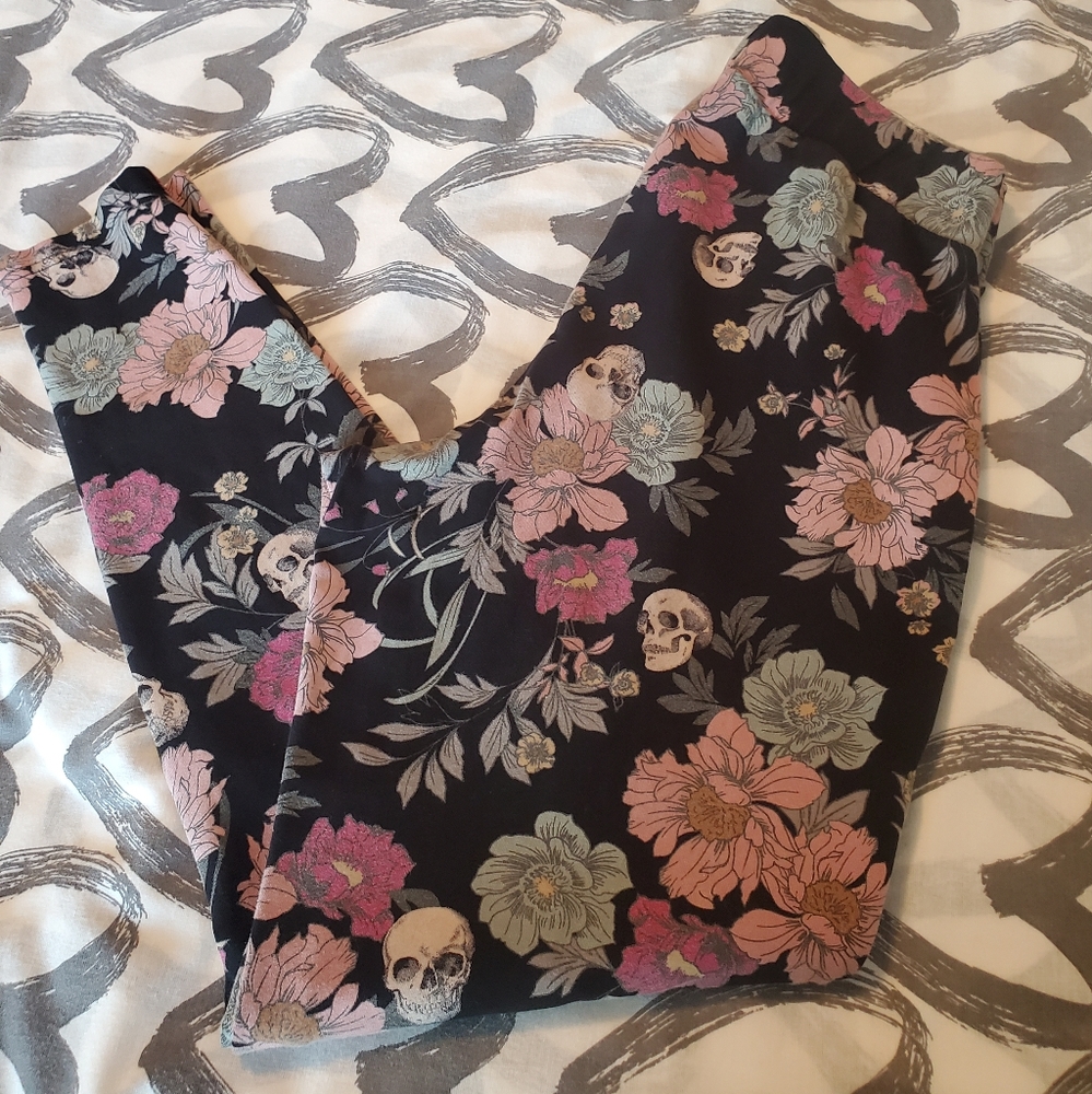 Floral skull Leggings